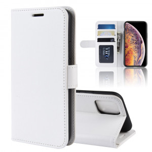 Étui à rabat horizontal en cuir à rabat horizontal R64 Texture pour iPhone 11 Pro Max, avec support et emplacements de cartes et porte-monnaie (blanc) SH501B1794-20