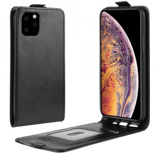 Étui de protection en cuir à rabat vertical Crazy Horse pour iPhone 11 Pro Max (noir) SH701A343-20