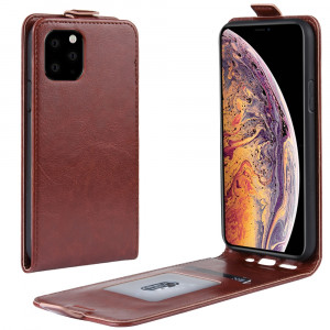 Étui de protection en cuir à rabat vertical Crazy Horse pour iPhone 11 Pro Max (Marron) SH701D1959-20
