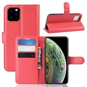 Portefeuille en cuir PU Litchi Skin Etui mobile pour iPhone 11 Pro (rouge) SH901C858-20