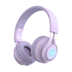 Casque Bluetooth sans fil BT06C Mignon Bluetooth 5.0 pour enfants avec microphone LED SUPPORT AUX-IN (Violet) SH501C1617-20