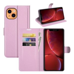 Pour iPhone 13 Litchi Texture Texture Horizontale Flip Cas de protection avec support & Card Slots & Portefeuille (rose) SH601G1610-20