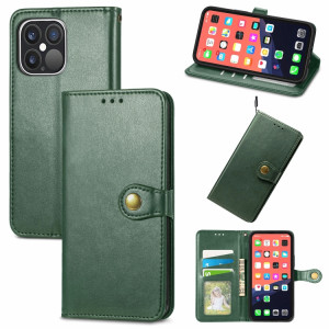 Pour iPhone 13 PRO Color Color Coat Buckle Buckle Boîte de téléphone avec lanière et cadre photo Slot & Card Slot & Wallet & Stand Fonction (Vert) SH802D1751-20