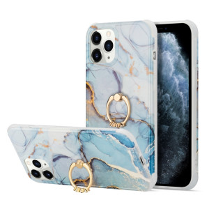 Pour iPhone 13 Pro Quatre Corners COPPORTS DE COVIAGE DU MARBRE GOLD DE DROISSE DU MARBRE DU MARBRE AVEC BAGUE DE STRINESSON MÉTAL (bleu clair) SH002F1781-20