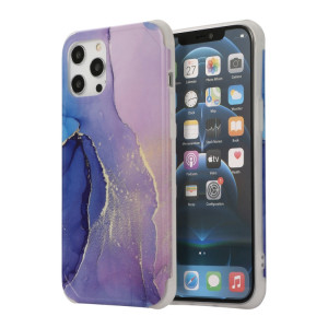 Étui de couverture arrière en marbre au dor de l'or de quatre coins seconde pour iPhone 13 mini (bleu foncé) SH104A860-20