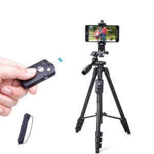 YUNTENG VCT-5218 Support de trépied en aluminium avec télécommande Bluetooth et pince à tête et téléphone à 3 voies SH6817855-20