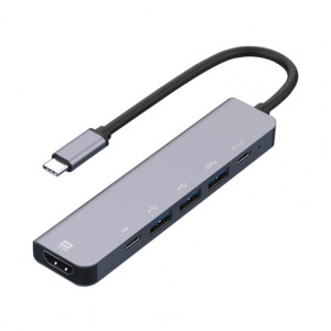 6-en-1 Type-C à HDMI + PD + Type-C + USB3.0 + USB2.0 x 2 Adaptateur hub de station d'accueil SH72301132-20