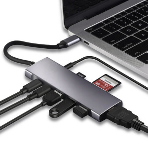 9-en-1 USB Type-C à HDMI + USB3.0x3 + Adaptateur de moyeu audio de type-C + PD + SD / TF + SH72921351-20