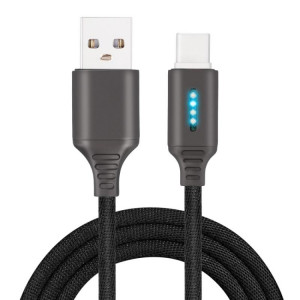 Interface USB-C / TYPE-C ZINC Alliage Maquisée Luminous Intelligent Automatic Date de chargement Données de charge (Noir) SH701A946-20