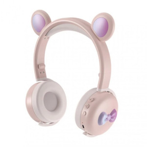 Casque Bluetooth sans fil pour enfants AEC BK7 avec lumière LED (rose) SA501C781-20