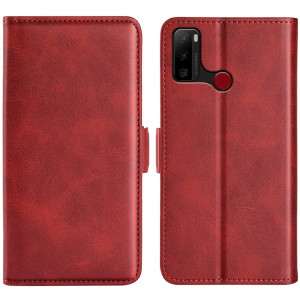 Pour Ulefone Note 10 Case de téléphone en cuir magnétique à double boucle (rouge) SH101E208-20