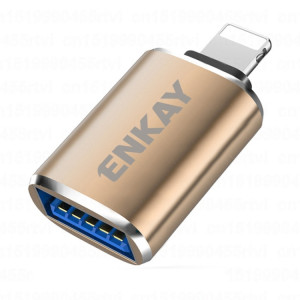 ENKAY ENK-AT110 8 broches mâles à USB 3.0 Adaptateur OTG en alliage en aluminium féminin (doré) SE701B362-20