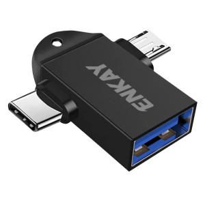 ENKAY ENK-AT112 2 IN 1 TYPE-C + Micro USB vers USB 3.0 Adaptateur OTG en alliage en aluminium (noir) SE801A968-20