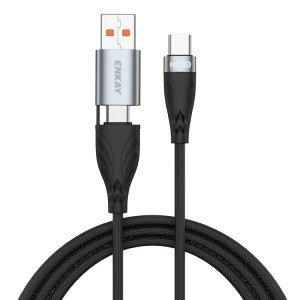 ENKAY Hat-Prince 1m PD100W 2 en 1 USB 3.0 / Type-C vers Type-C 6A Câble de Données de Charge Super Rapide SE860197-20