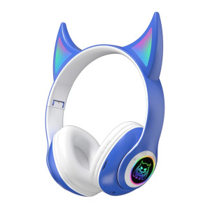 STN25 Devil Ear RGB Light Casque de musique sans fil pour enfants avec micro (Bleu) SH101B365-20