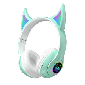STN25 Devil Ear RGB Light Casque de musique sans fil pour enfants avec micro (vert) SH101F1785-20