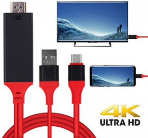 Cordon convertisseur numérique vidéo USB 3.1 Type-C vers HDMI MHL 4K HD pour téléphone Android pour surveiller le projecteur TV (rouge) SH801A1397-20