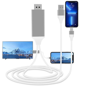 Cordon convertisseur numérique vidéo USB 3.1 Type-C vers HDMI MHL 4K HD pour téléphone Android pour surveiller le projecteur TV (Blanc) SH801B242-20