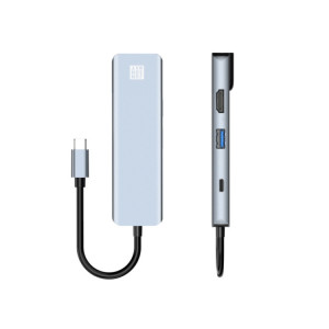 JUNSUNMAY 6 en 1 Type-C vers 4K HDMI/Ethernet Adaptateur de station d'accueil PD Hub de charge rapide Lecteur de carte SD/TF SJ0429471-20