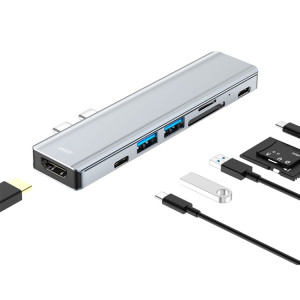 ENKAY Hat-Prince 7 en 2 Type-C vers 4K HDMI Station d'accueil Adaptateur Hub Lecteur de carte SD/TF SH0500673-20