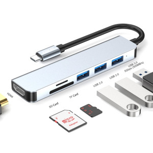 ENKAY Hat-Prince 6 en 1 Type-C vers 4K Adaptateur de station d'accueil HDMI Hub USB-C Lecteur de carte SD/TF SE06271804-20
