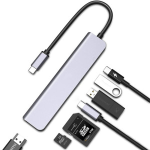 Hub USB C Adaptateur multiport USB C 7 en 1 avec HDMI 100 W PD et lecteur de carte SD/TF SH07131010-20