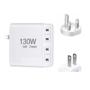 Chargeur GaN130W 4 ports USB-C PD65W / PD30W multi-ports Type-C pour ordinateur portable, prise UK / US SH90031095-20