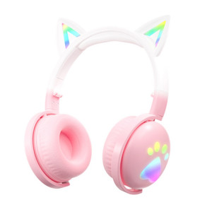 KE28 RGB Cute Cat Ears Bluetooth Casque de musique sans fil avec micro amovible (Rose) SH301A848-20