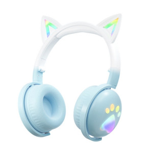 KE28 RGB Cute Cat Ears Bluetooth Casque de musique sans fil avec micro amovible (Bleu) SH301B1818-20