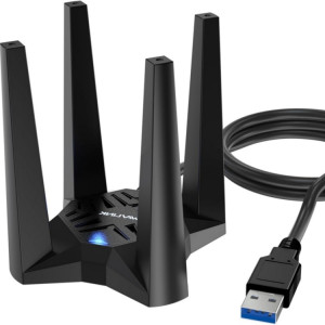 WAVLINK WN693X1 avec antenne 4x3dBi à Gain élevé base magnétique AX1800 adaptateur USB WiFi 6 double bande SW34411580-20