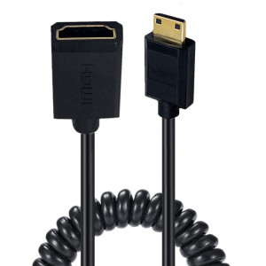 JUNSUNMAY 4K 60 Hz Mini HDMI mâle vers HDMI 2.0 V femelle câble à ressort, longueur : 1,8 m (droit) SJ902E1834-20
