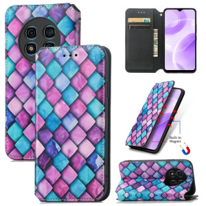 Pour Ulefone Note 15 CaseNeo Étui de téléphone en cuir magnétique coloré (écailles violettes) SH601F210-20