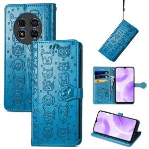 Pour Ulefone Note 15 Étui de téléphone en cuir gaufré pour chat et chien (bleu) SH801C1553-20