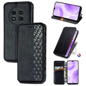 Pour Ulefone Note 15 Étui de téléphone en cuir magnétique pressé à grille cubique (noir) SH701A442-20