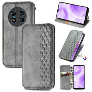 Pour Ulefone Note 15 Étui de téléphone en cuir magnétique pressé à grille cubique (gris) SH701C1022-20
