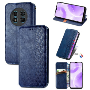Pour Ulefone Note 15 Étui de téléphone en cuir magnétique pressé à grille cubique (bleu) SH701E1602-20