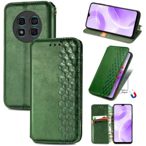 Pour Ulefone Note 15 Étui de téléphone en cuir magnétique pressé à grille cubique (vert) SH701F1534-20