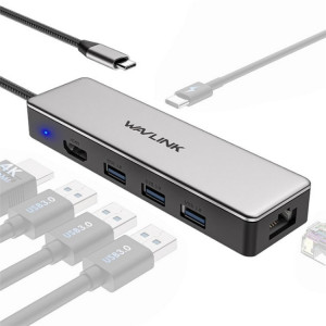 WAVLINK UHP3413 6 en 1 4K Thunderbolt 3 appareils Type-C Adaptateur Hub Station d'accueil USB-C SW4272193-20