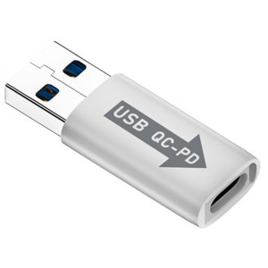 Adaptateur convertisseur USB-A mâle QC3.1 vers Type-C femelle PD 10 Gbps, modèle : blanc sans voyant lumineux SH29021574-20