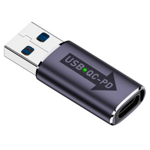 Adaptateur convertisseur USB-A mâle QC3.1 vers Type-C femelle PD 10 Gbps, modèle : gris avec voyant lumineux SH29031638-20