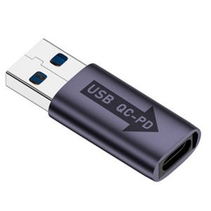 Adaptateur convertisseur USB-A mâle QC3.1 vers Type-C femelle PD 10 Gbps, modèle : gris sans voyant lumineux SH2904666-20