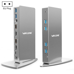 WAVLINK WL-UG69DK7 ordinateurs portables type-c Station d'accueil universelle de bureau adaptateur HUB en alliage d'aluminium (prise ue) SW201C611-20