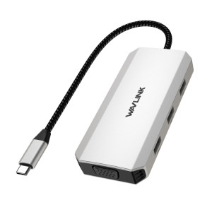 WAVLINK WL-UMD307 Type-C vers 2DP + 4K HD + VGA + 3 x Station d'accueil HUB USB2.0 SW4830996-20