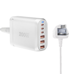 Adaptateur multiport pour ordinateur portable GaN PD100W Type-C x 3 + USB x 3, blanc, taille de prise : prise britannique SH06041481-20