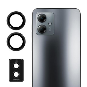 Pour Motorola Moto G14 ENKAY Hat-Prince 9H Objectif de caméra arrière Film de verre trempé en alliage d'aluminium (noir) SE201A1500-20