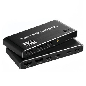 Commutateur KVM K7 avec 3 ports USB 2.0 8K 60 Hz HD / DP 100 W PD Charge Type C SH8620754-20