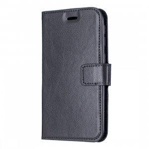 Étui en cuir à rabat horizontal avec texture pour Crazy Horse, porte-cartes et porte-monnaie, et cadre photo pour iPhone 11 Pro Max (noir) SH602A176-20