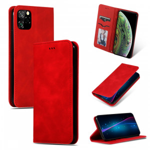 Etui en cuir avec rabat horizontal magnétique Business Skin Feel pour iPhone 11 Pro Max (rouge) SH001A1140-20