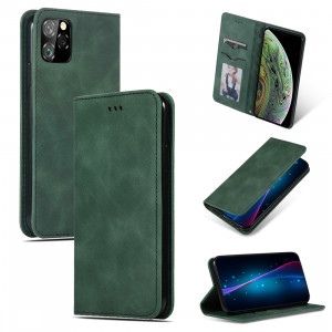 Etui en cuir avec rabat horizontal magnétique Business Skin Feel pour iPhone 11 Pro Max (vert armée) SH001D380-20