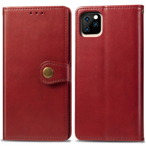 Etui en cuir de protection pour téléphone portable avec boucle pour photo, cadre photo et fente pour carte, portefeuille et support pour iPhone 11 Pro Max (rouge) SH301D528-20